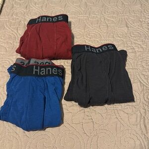 Hanes Black, Red & Blue Boxer Briefs Soft Cotton Comfort